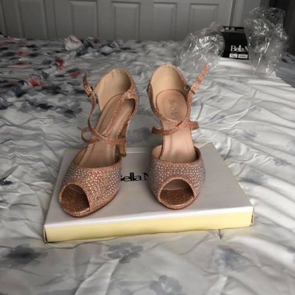 Bella Marie Shoes - Rose Gold Rhinestone Heels